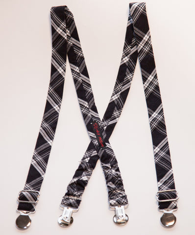 Black & White Plaid Suspenders