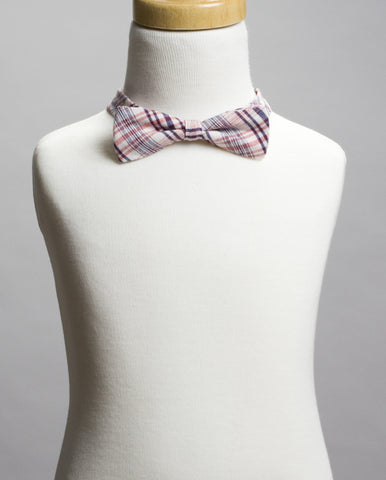 Pink Plaid Bow Tie