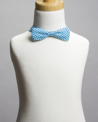 Blue Gingham Bow Tie