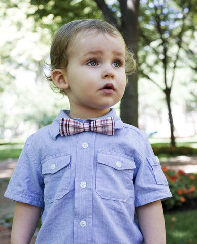 Pink Plaid Bow Tie