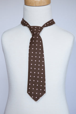Brown with Pink Dots Necktie
