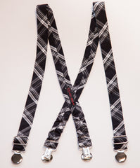 Black & White Plaid Suspenders
