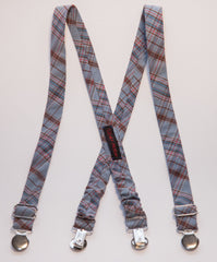 Blue & Brown Plaid Suspenders