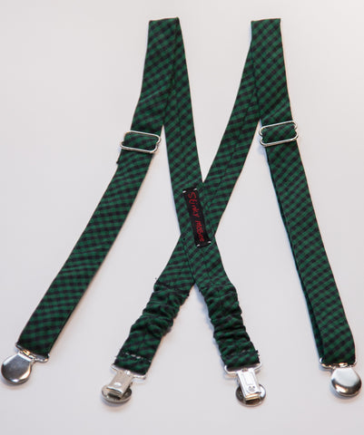 Green Checker Suspenders