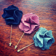 Faux Suede Flower Lapel Pin